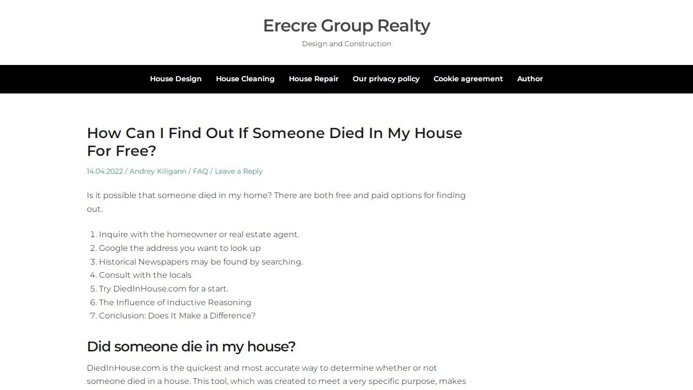 How Can I Find Out If Someone Died In My House For Free?